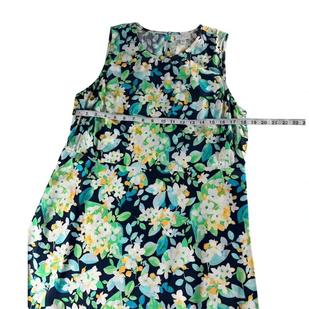 J. Jill Womens Medium Floral Sleeveless Shift Dress‎ Navy Blue Green LTSURFGRSF